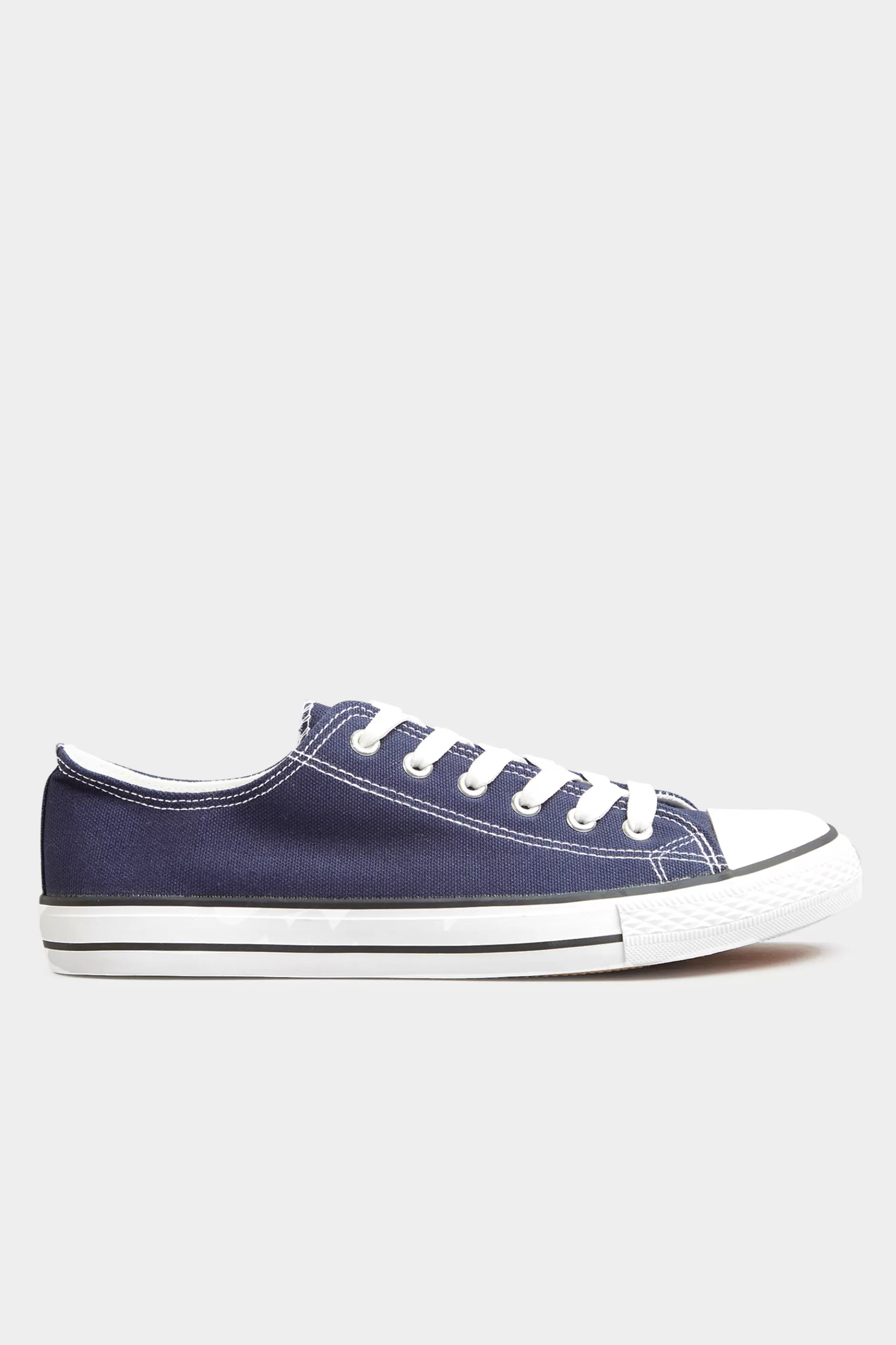 Women M&Co Flat Shoes>Yours Yours Navy Blue Low Canvas Trainer In Wide E Fit