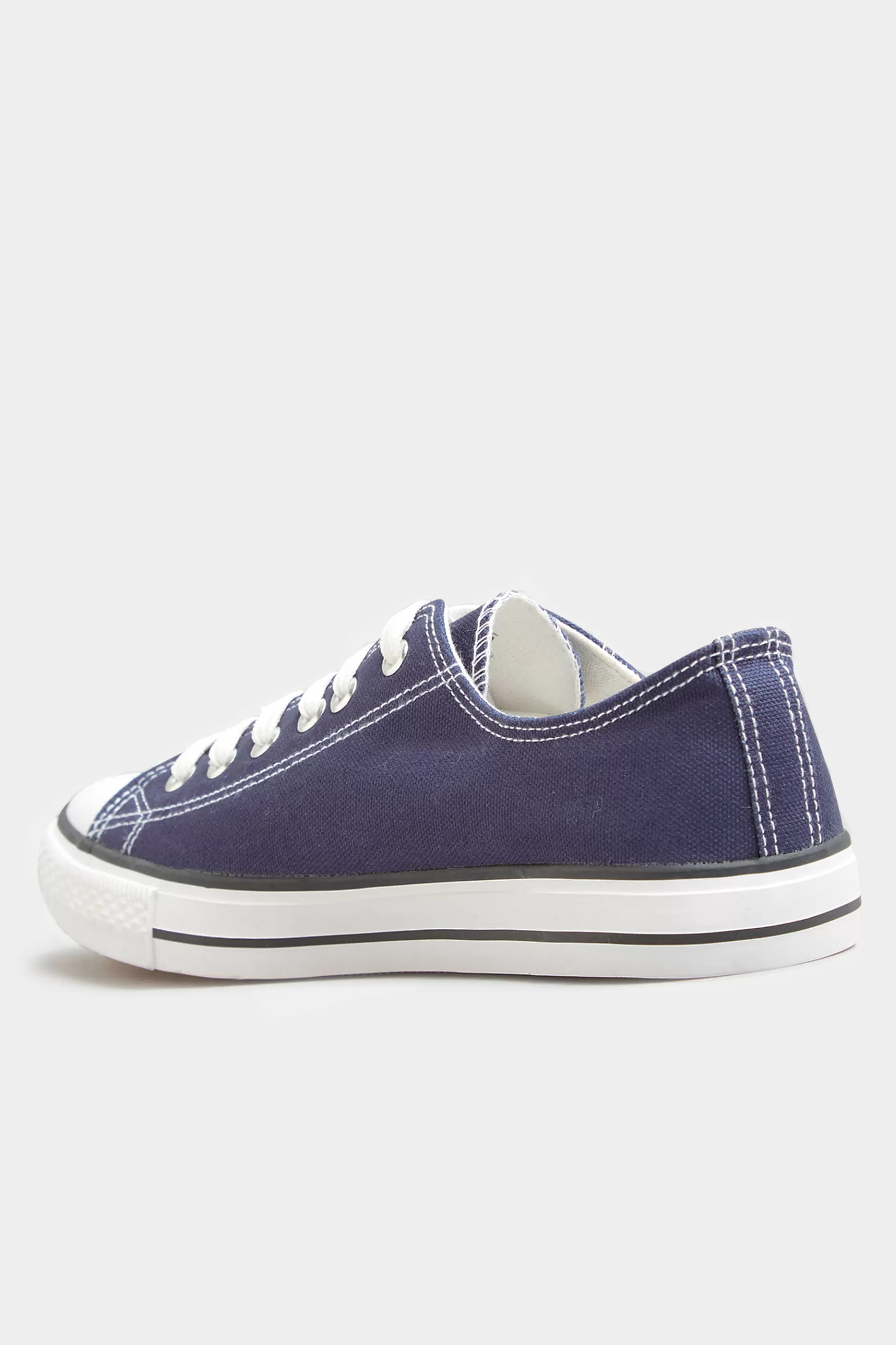 Women M&Co Flat Shoes>Yours Yours Navy Blue Low Canvas Trainer In Wide E Fit