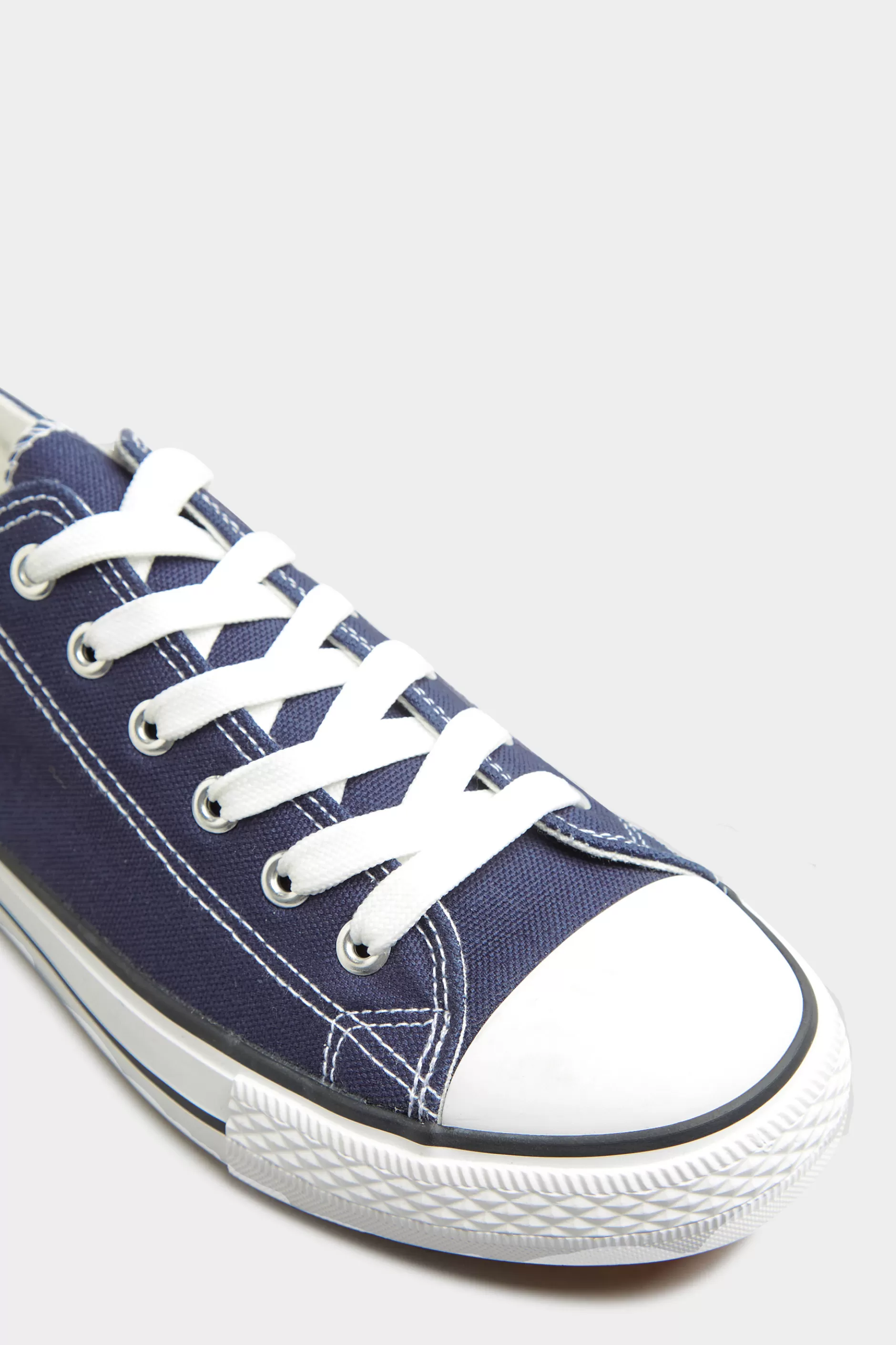 Women M&Co Flat Shoes>Yours Yours Navy Blue Low Canvas Trainer In Wide E Fit