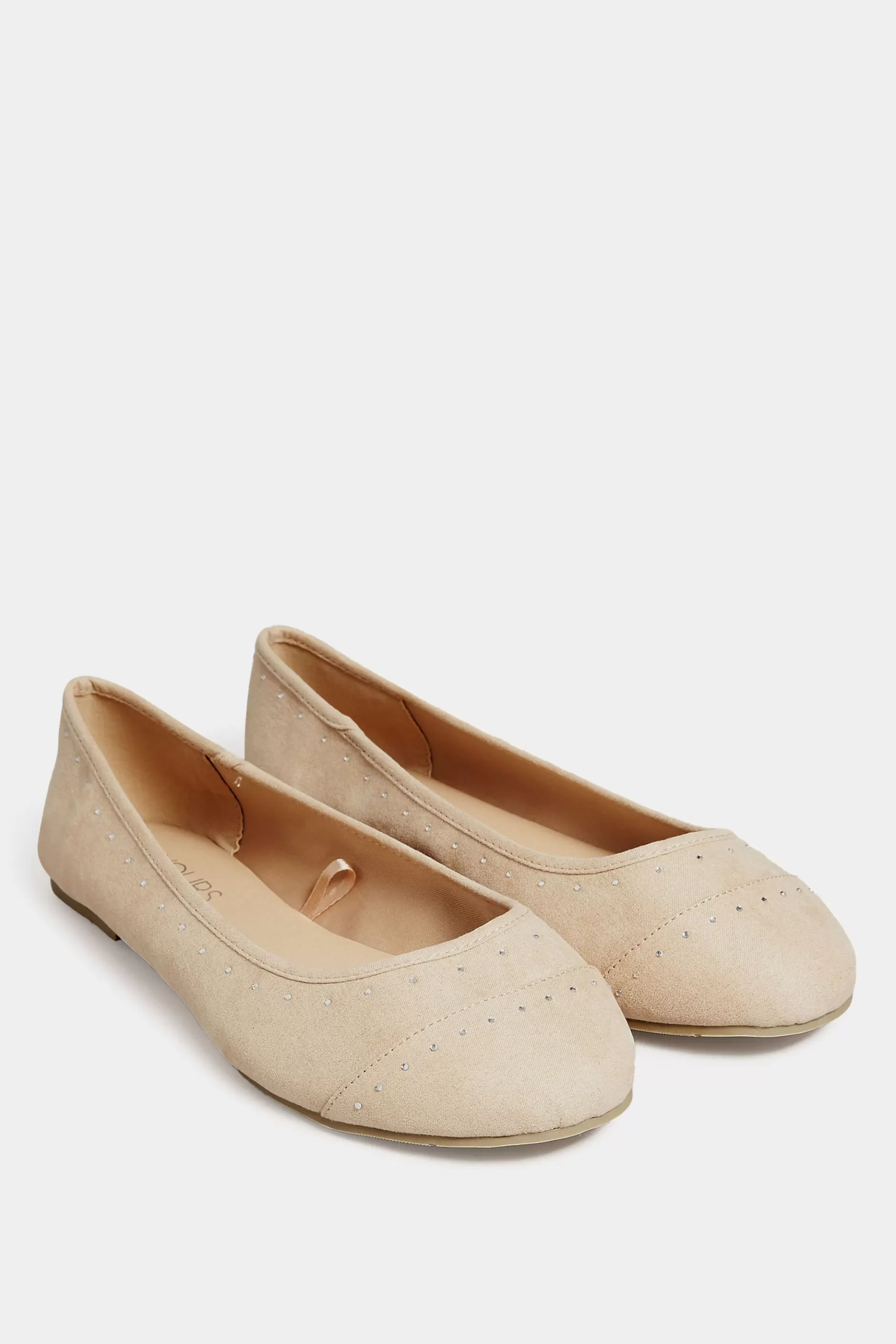 Women M&Co Flat Shoes>Yours Yours Nude Diamante Ballet Shoes In Wide E Fit & Extra Wide Eee Fit
