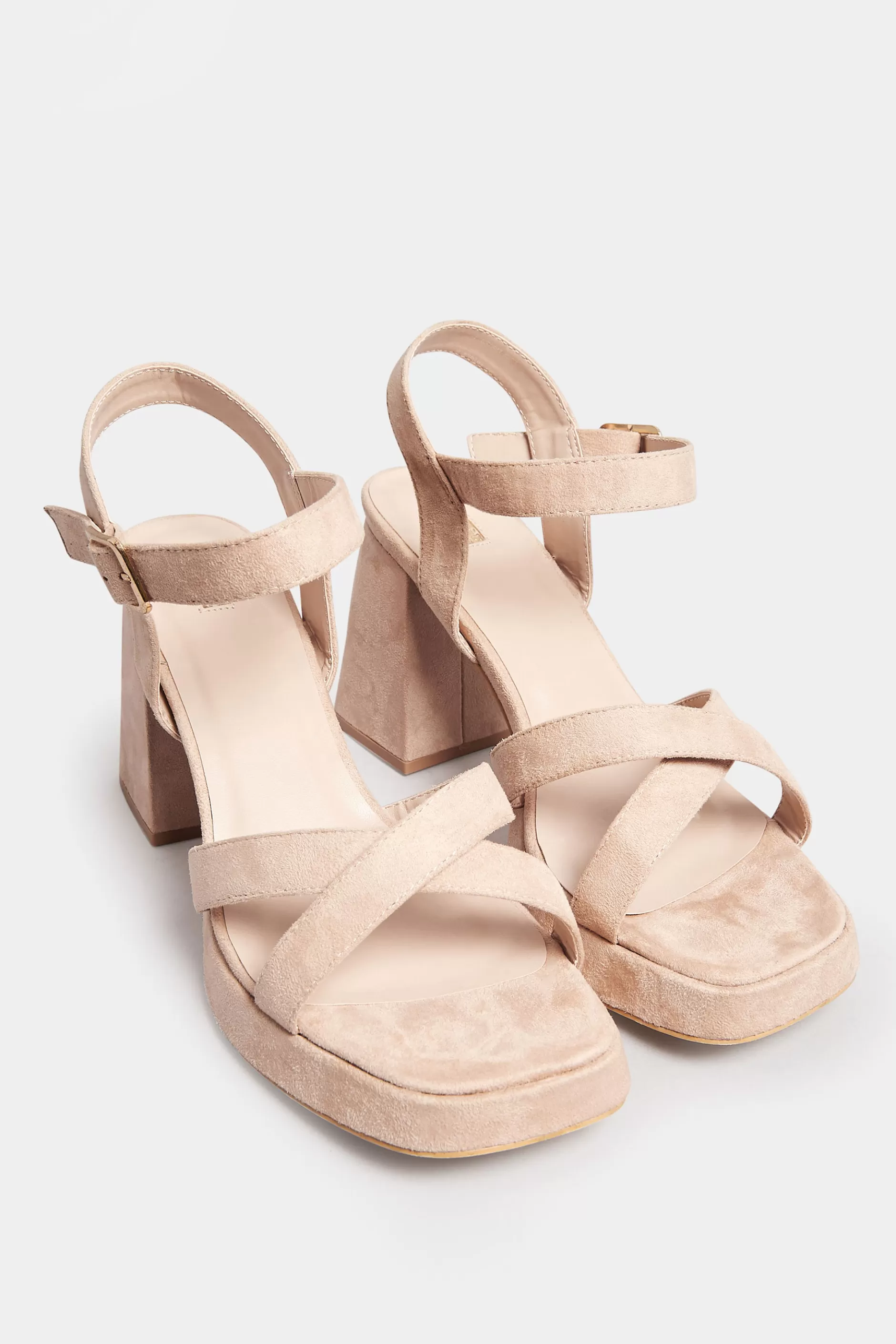 Women M&Co Heels>Yours Yours Nude Platform Flat Sandal Heels In Wide E Fit & Extra Wide Eee Fit