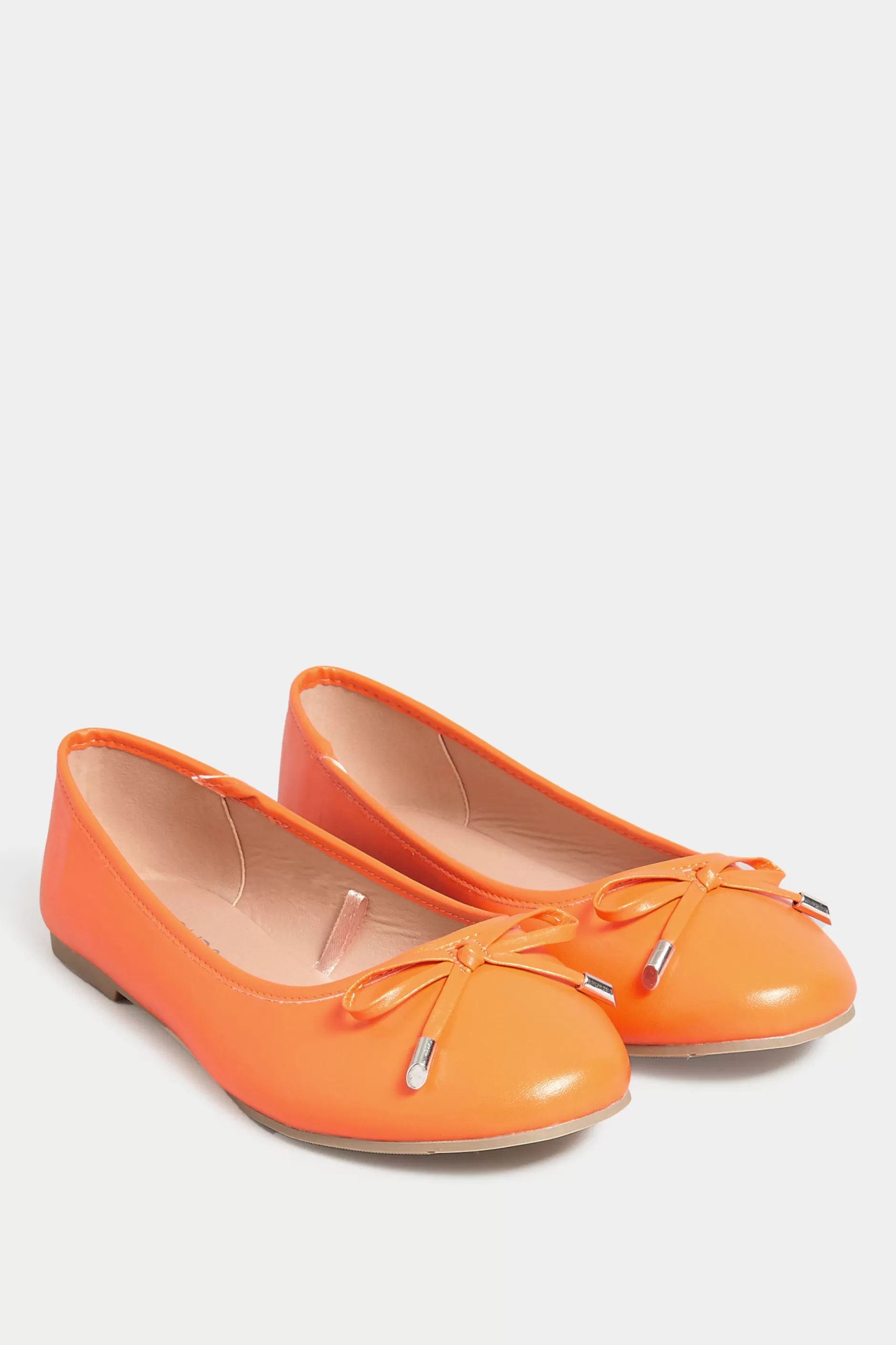 Women M&Co Flat Shoes>Yours Yours Orange Ballerina Pumps In Wide E Fit & Extra Wide Eee Fit