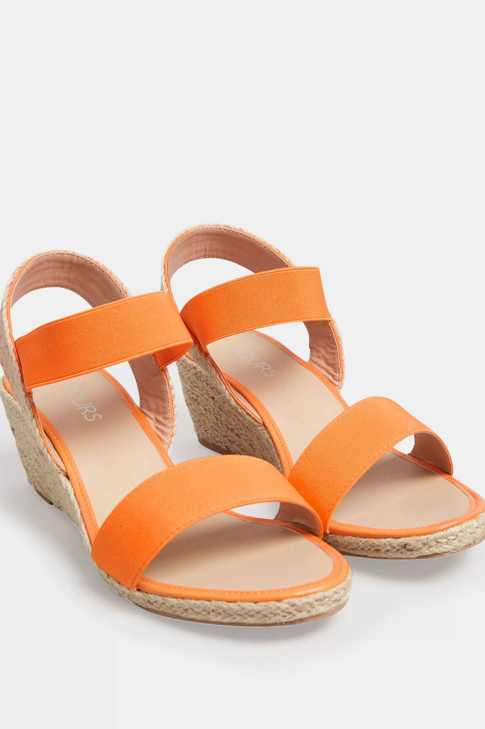 Women M&Co Sandals>Yours Yours Orange Espadrille Wedges In Wide E Fit & Extra Wide Eee Fit