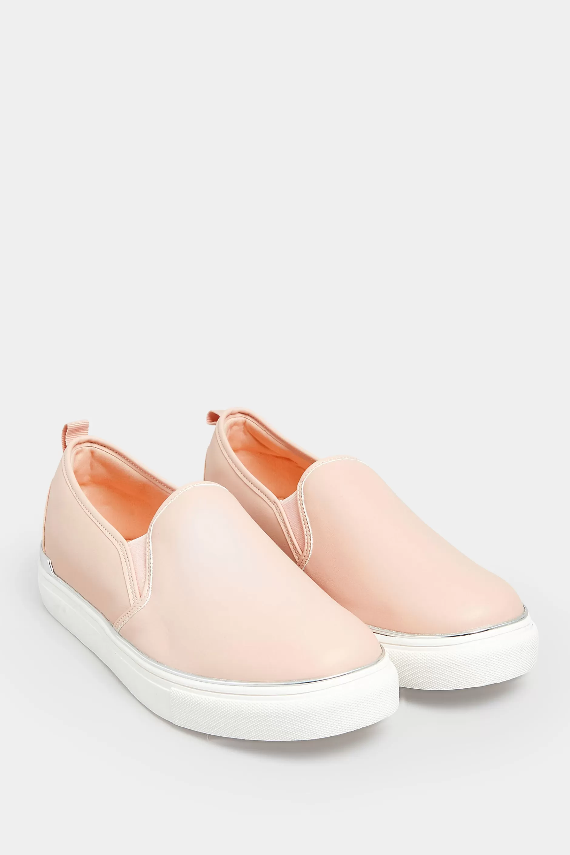 Women M&Co Flat Shoes>Yours Yours Pink & Silver Hardware Slip-On Trainers In Extra Wide Eee Fit