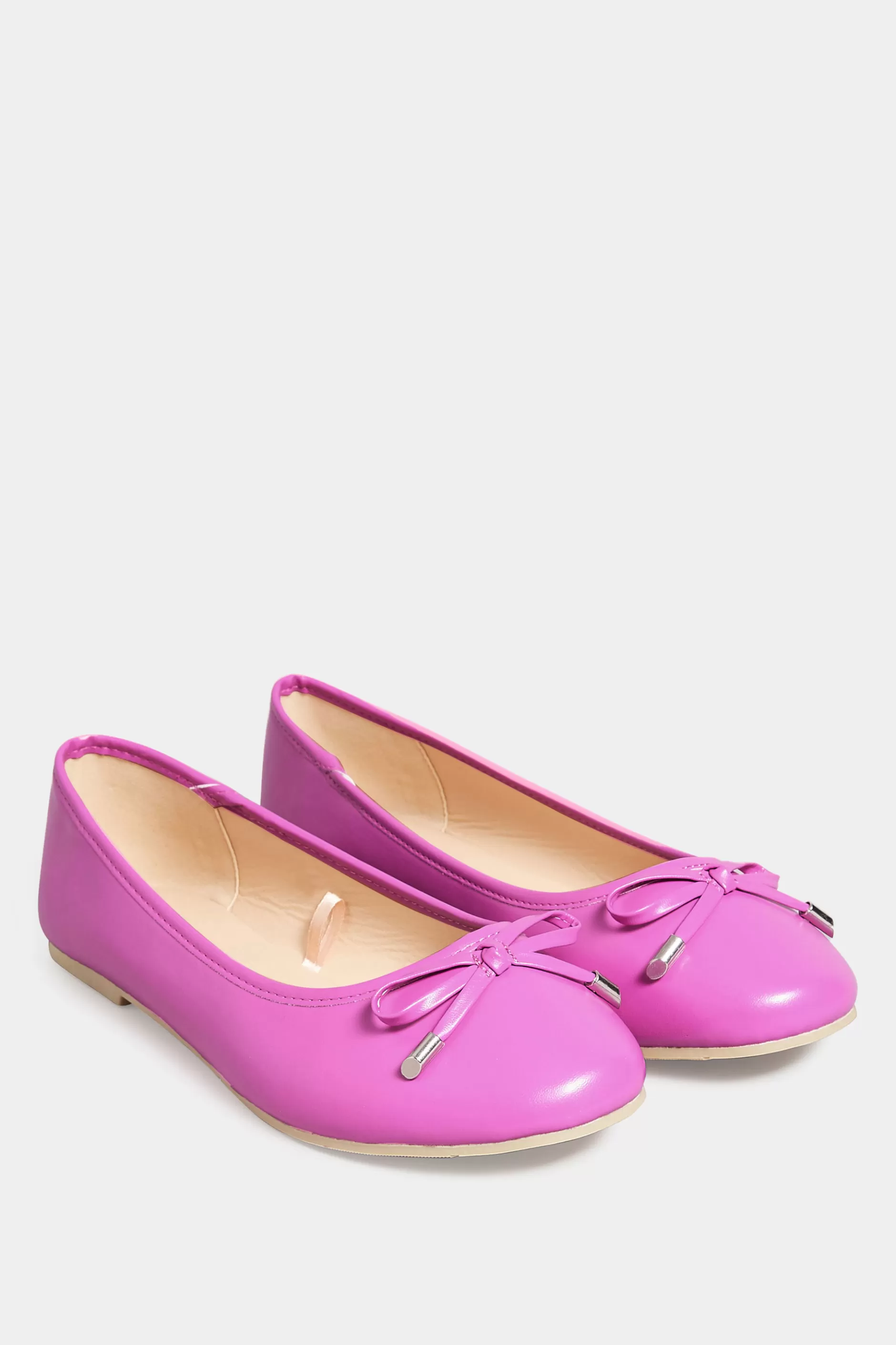 Women M&Co Flat Shoes>Yours Yours Pink Ballerina Pumps In Wide E Fit & Extra Wide Eee Fit