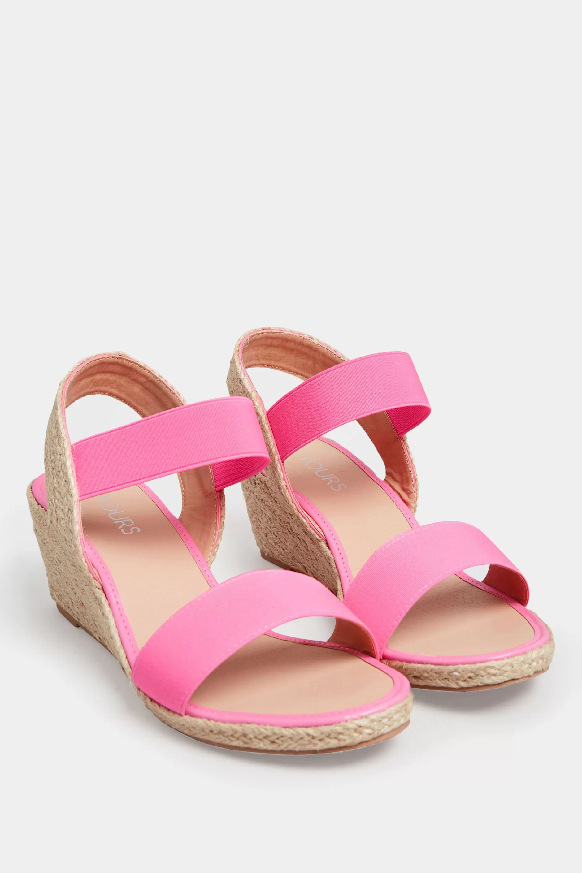 Women M&Co Sandals>Yours Yours Pink Espadrille Wedges In Wide E Fit & Extra Wide Eee Fit