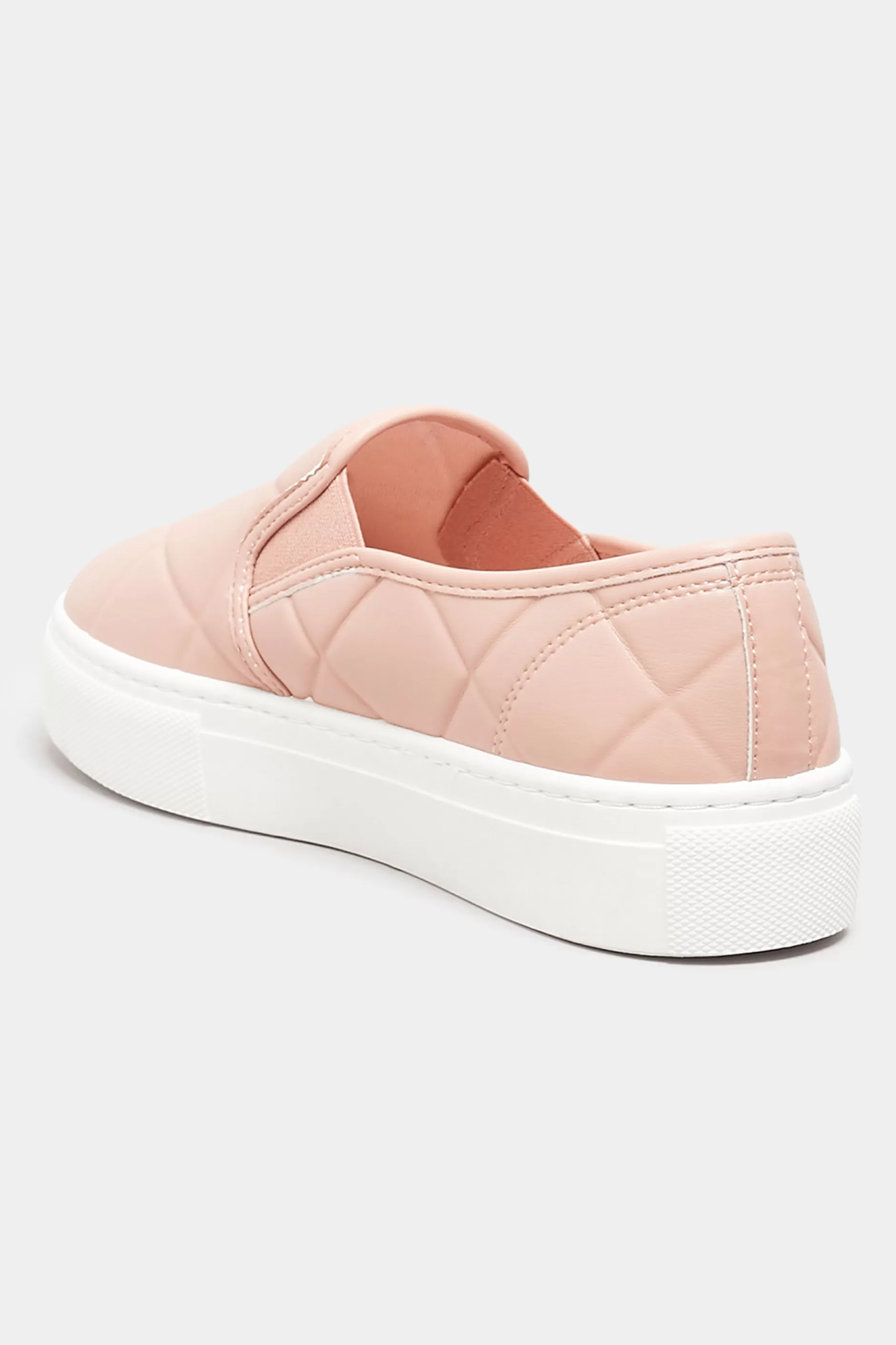 Women M&Co Flat Shoes>Yours Yours Pink Quilted Slip-On Trainers In Extra Wide Eee Fit