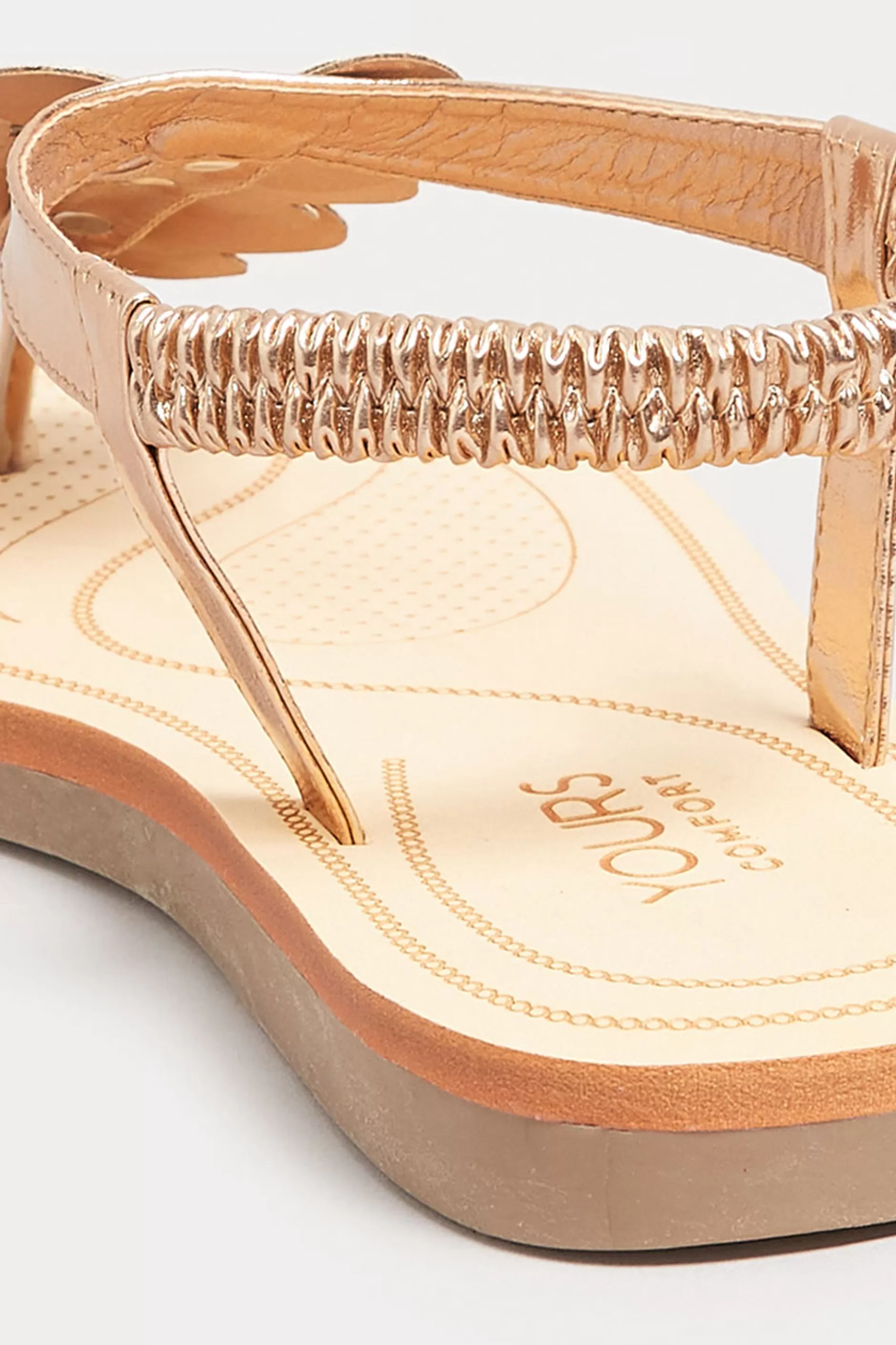 Women M&Co Flat Shoes>Yours Yours Rose Gold Diamante Butterfly Sandals In Extra Wide Eee Fit