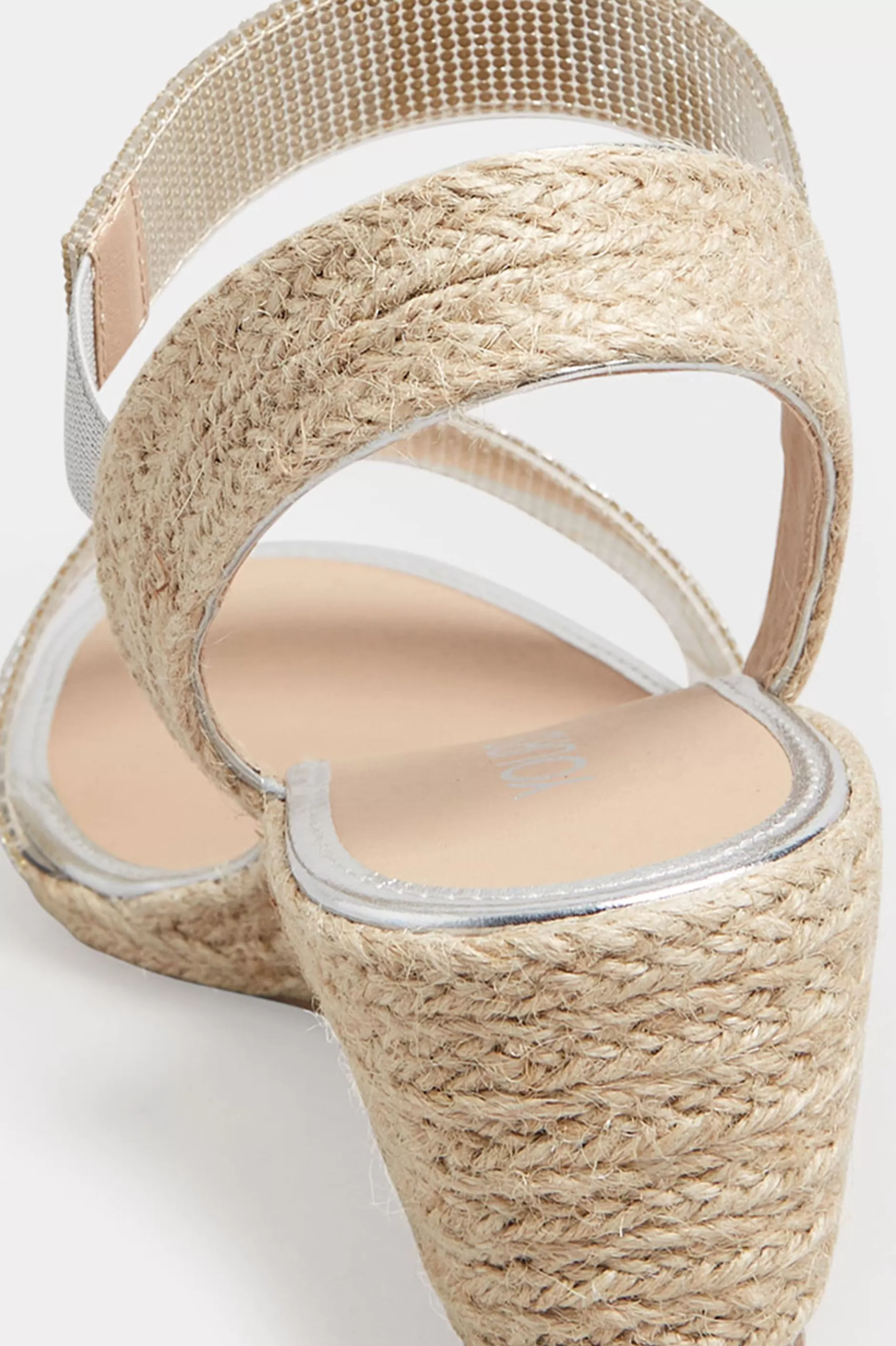 Women M&Co Heels>Yours Yours Silver Espadrille Wedge Sandals In Wide E Fit & Extra Wide Eee Fit