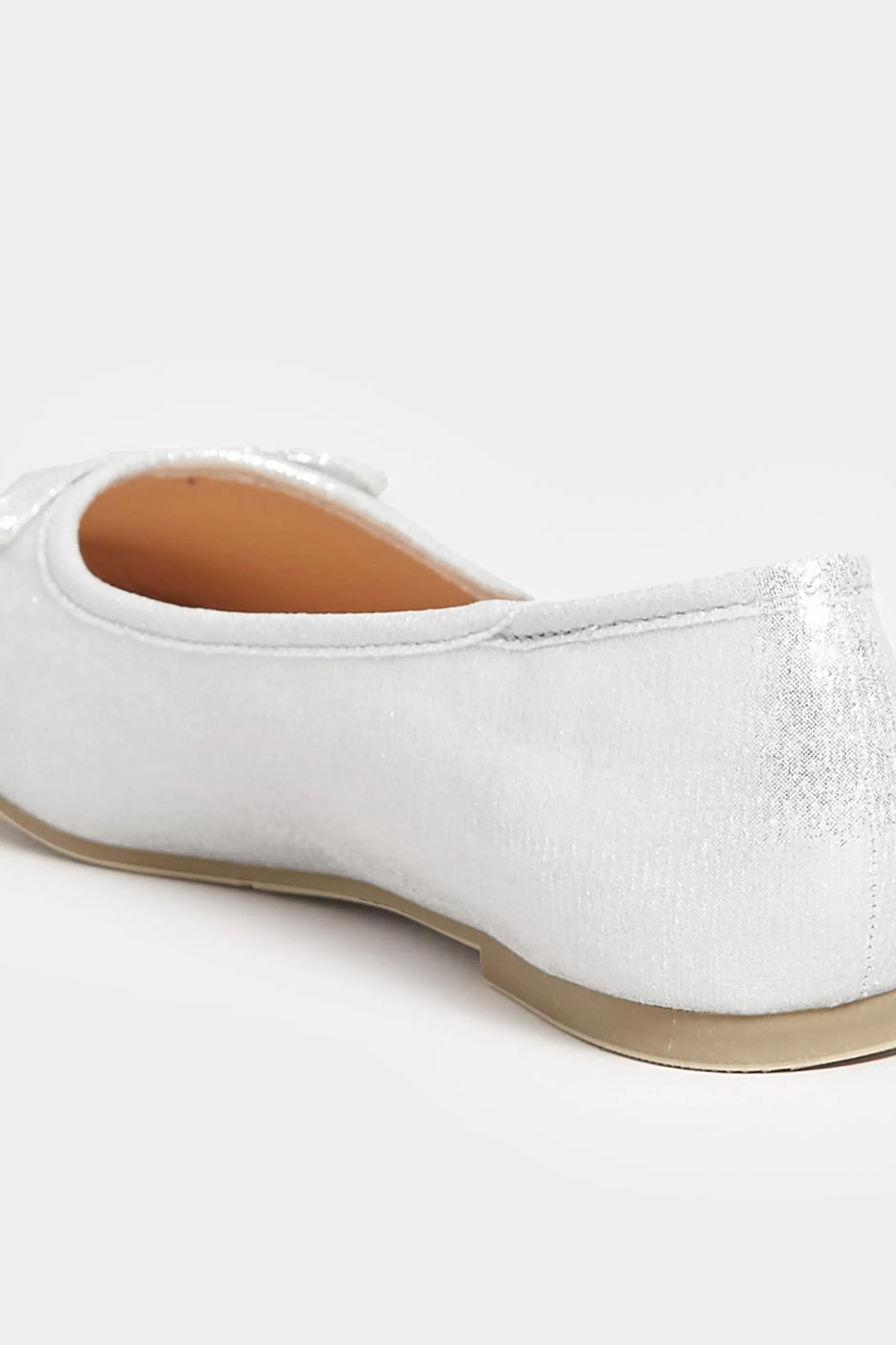 Women M&Co Flat Shoes>Yours Yours Silver Shimmer Ballerina Pumps In Wide E Fit & Extra Wide Eee Fit