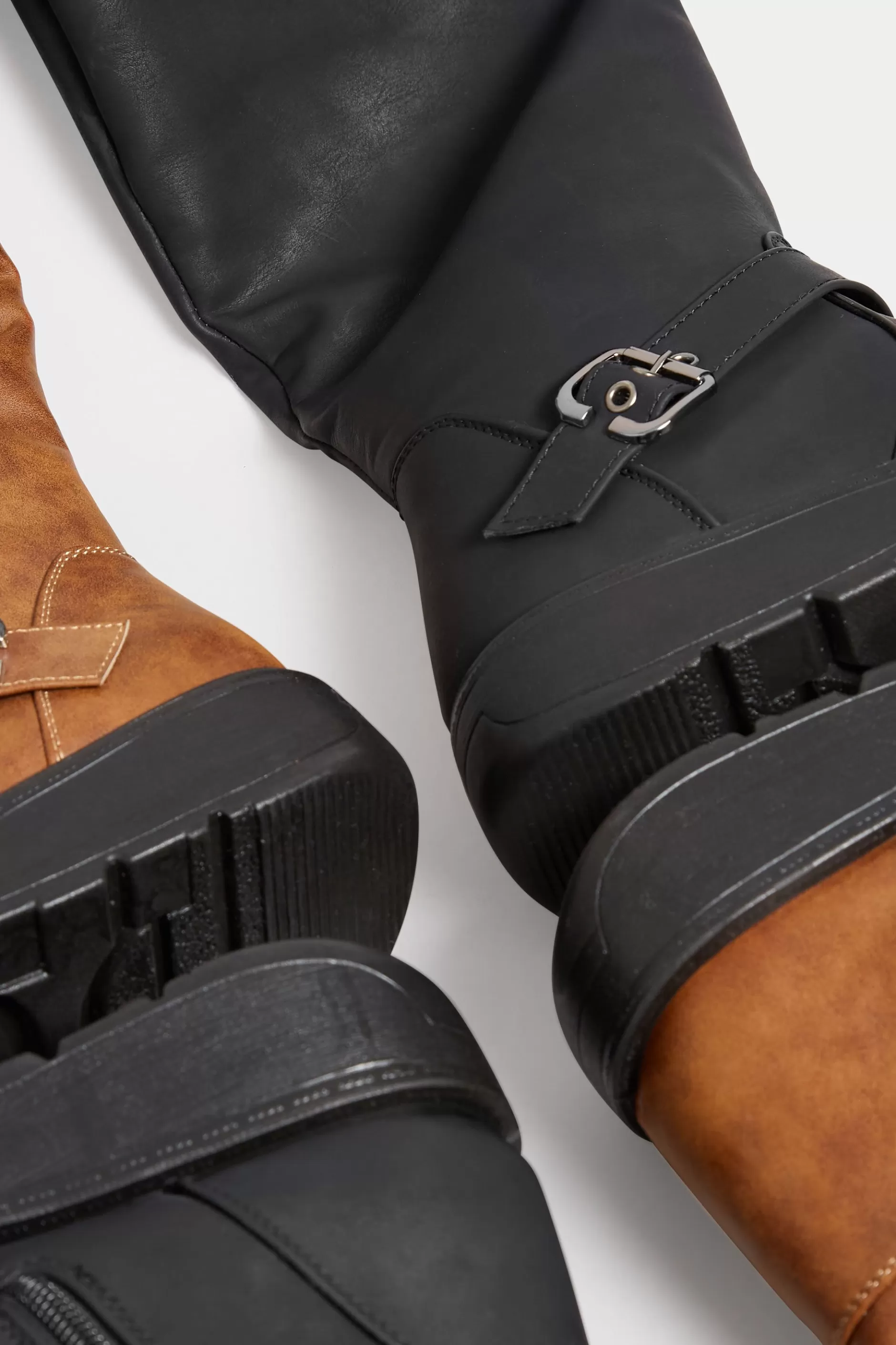 Women M&Co Boots>Yours Yours Tan Brown Knee High Wedge Boots In Wide E Fit