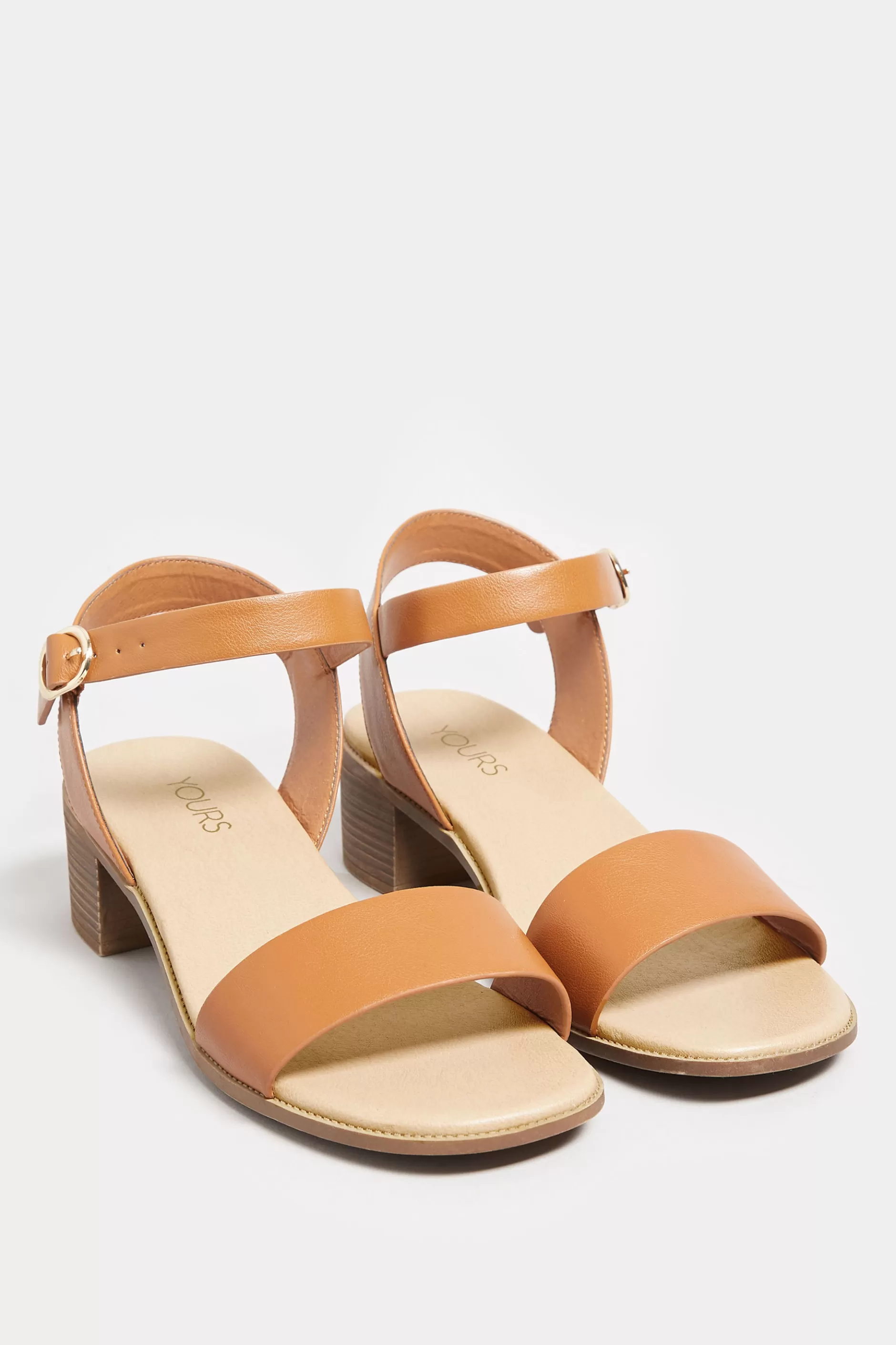 Women M&Co Sandals>Yours Yours Tan Brown Strappy Low Heel Sandals In Extra Wide Eee Fit