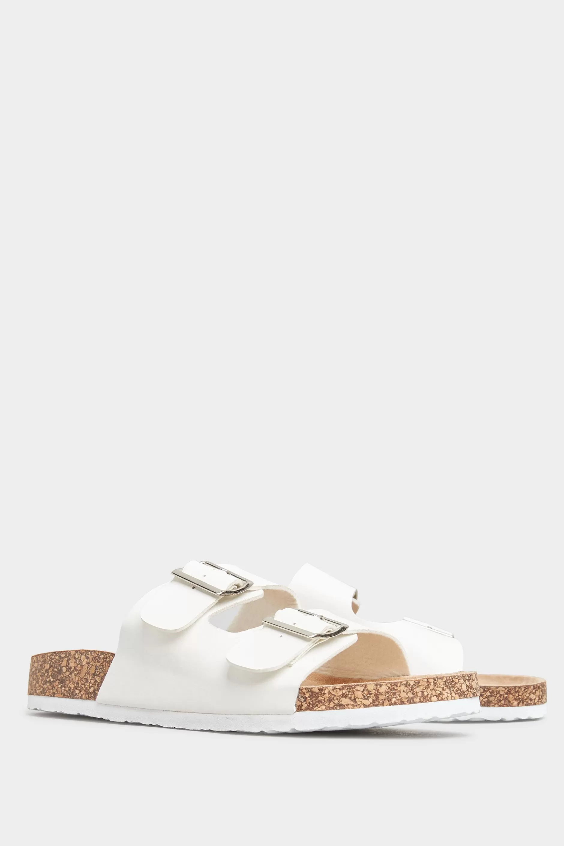 Women M&Co Flat Shoes>Yours Yours White Buckle Strap Footbed Sandals In Extra Wide Eee Fit
