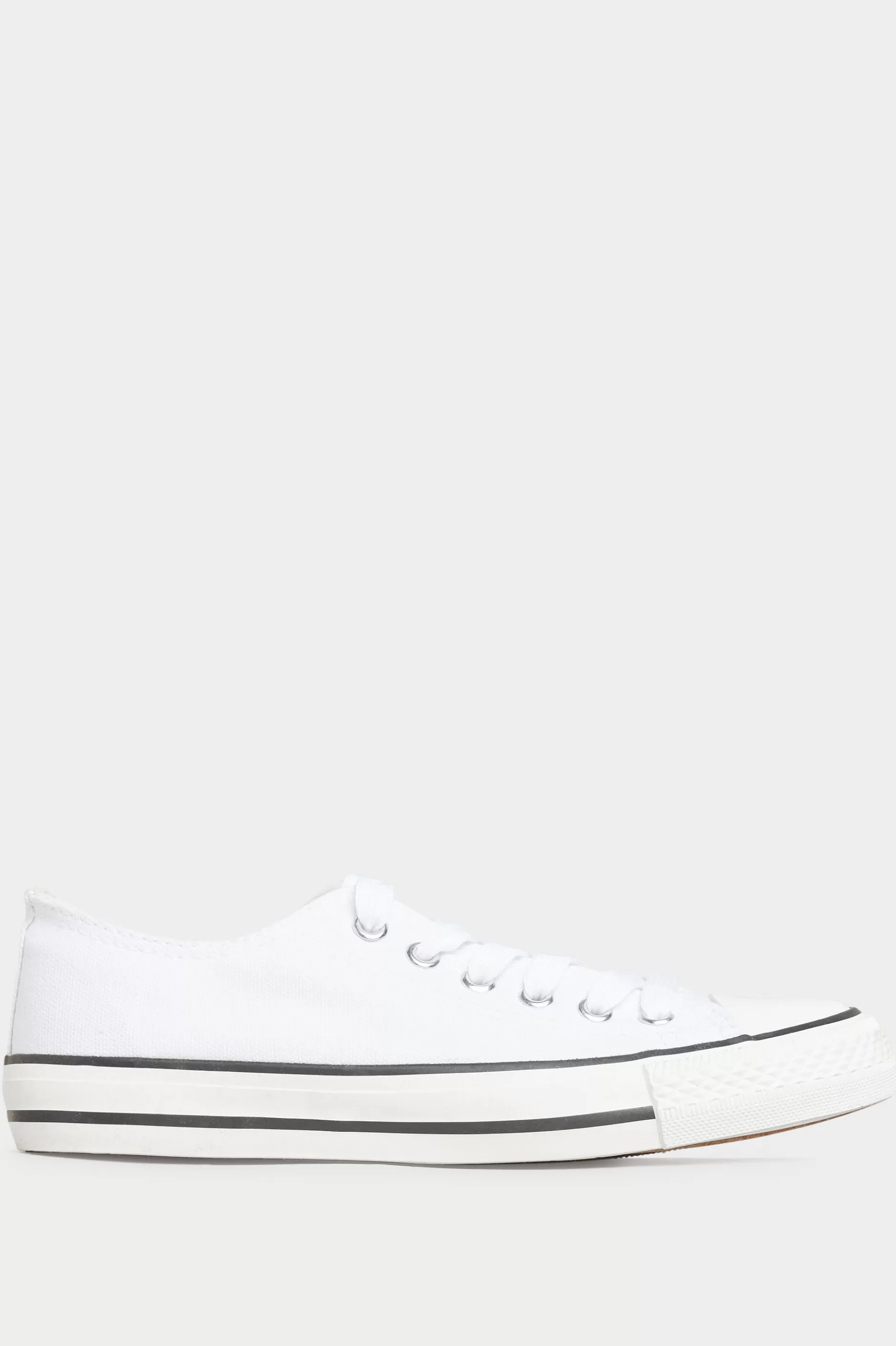 Women M&Co Flat Shoes>Yours Yours White Canvas Low Trainers In Wide E Fit