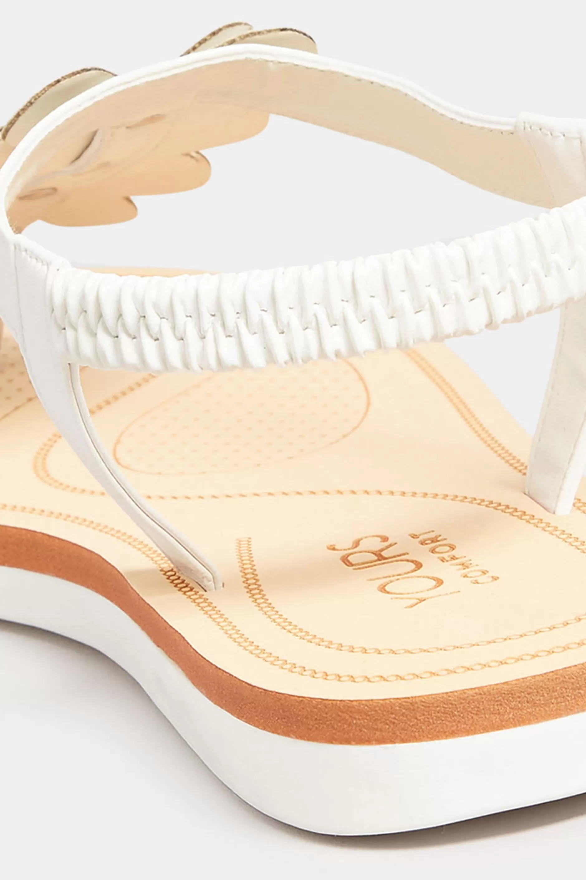 Women M&Co Flat Shoes>Yours Yours White Diamante Butterfly Sandals In Extra Wide Eee Fit