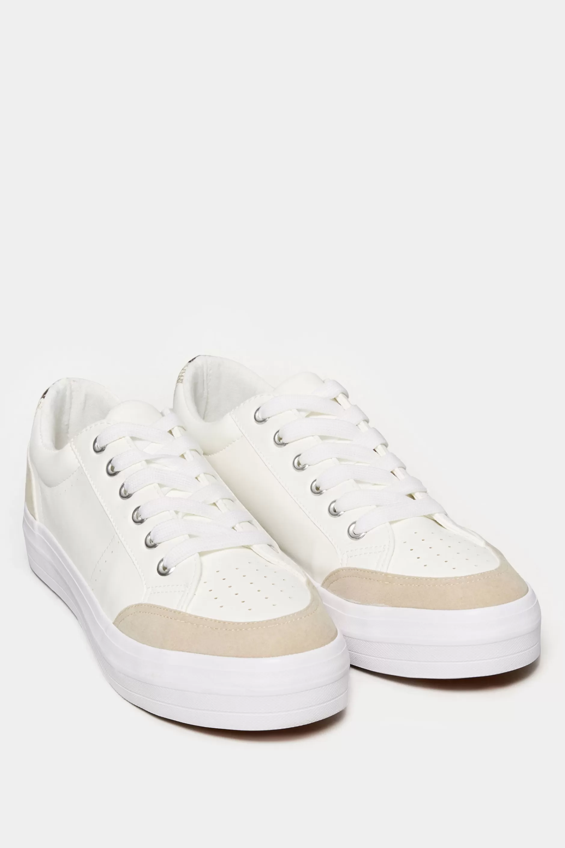 Women M&Co Flat Shoes>Yours Yours White Snake Print Trainers In Wide E Fit