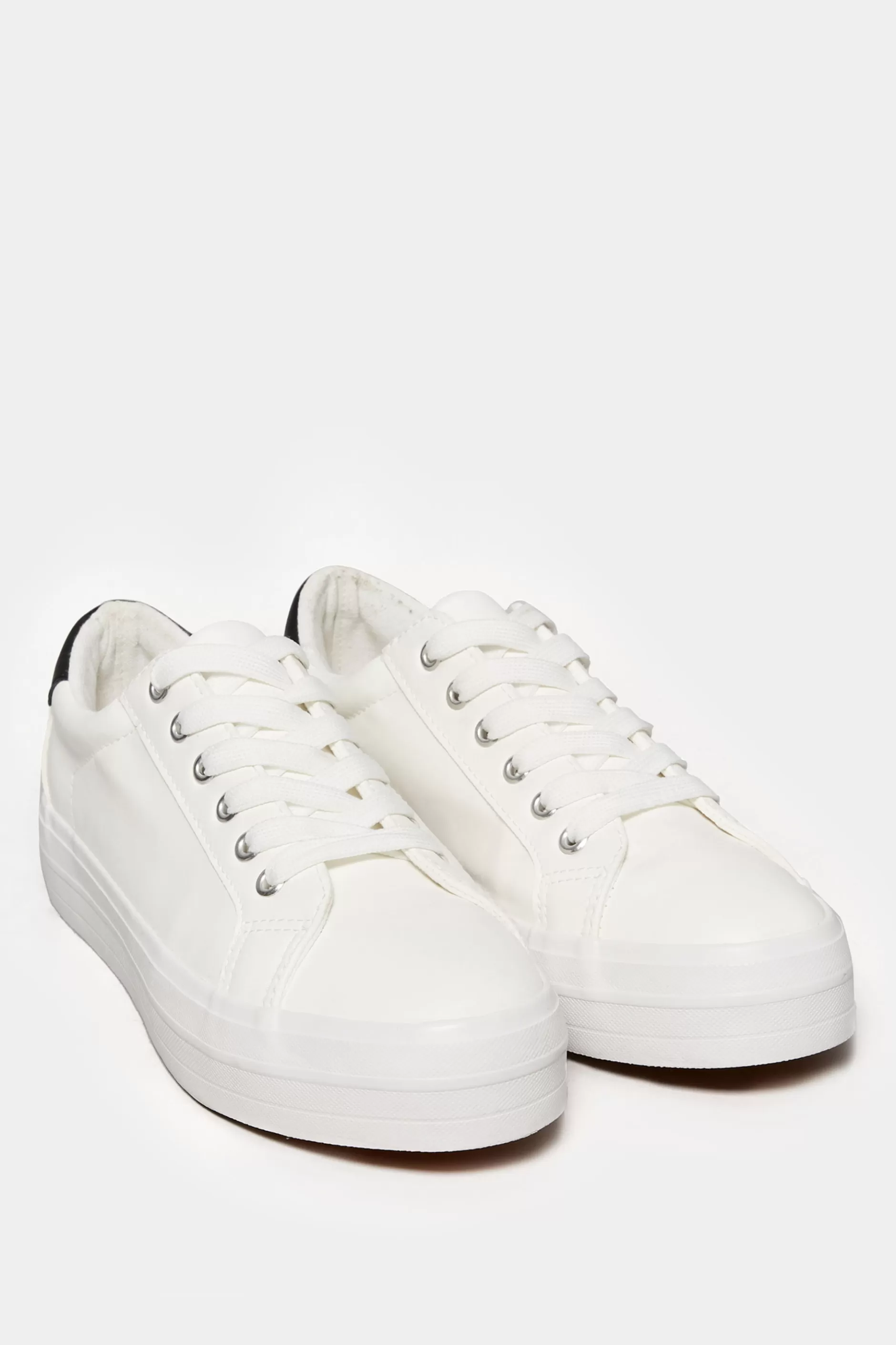 Women M&Co Flat Shoes>Yours Yours White Studded Detail Trainers In Wide E Fit